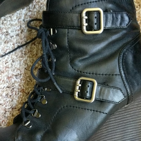 S.E. Boutique Platform Vegan Leather Boots - Picture 2 of 5